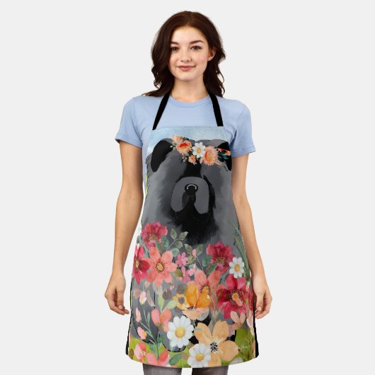 AWASH IN LICHT Zwart - Blue Chow Dog Schort (Gedragen)