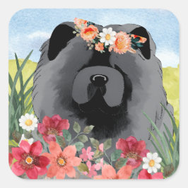 AWASH IN LICHT Zwart - Blue Chow Dog Vierkante Sticker