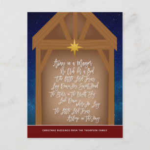 Away in a Manger Verse Script Typografie Stable Feestdagenkaart