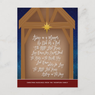 Away in a Manger Verse Script Typography Carol Feestdagenkaart