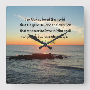 AWE-INSPIRING JOHN 3:16 SUNRISE VIERKANTE KLOK