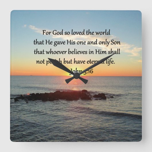 AWE-INSPIRING JOHN 3:16 SUNRISE VIERKANTE KLOK (Voorkant)