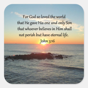 AWE-INSPIRING JOHN 3:16 SUNRISE VIERKANTE STICKER