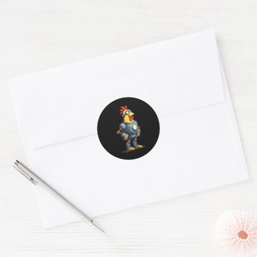 Awesome Chicken Robot For Future Animals Lovers Ronde Sticker (Envelop)