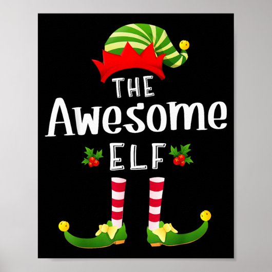 Awesome Christmas Elf Matching Pajama X-mas Party Poster (Voorkant)