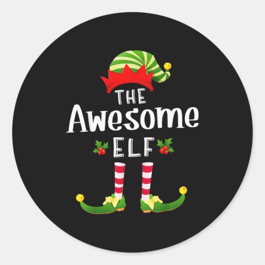 Awesome Christmas Elf Matching Pajama X-mas Party Ronde Sticker (Voorkant)