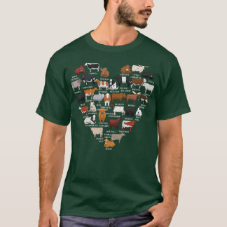 Awesome Cow Print Heart Loves Cows Farmer T-shirt