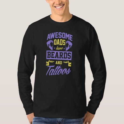Awesome Dads Have Beards And Tattoos - Purple Fath T-shirt (Voorkant)