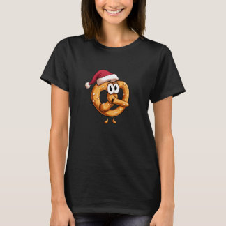 Awesome Festive Pretzel with Santa Claus Hat Costu T-shirt
