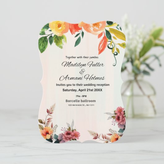 Awesome Floral Aquarelle Faire-part de mariage (Debout devant)