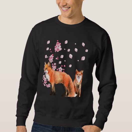 Awesome Foxes Lovers Shirt Japanese Cherry Flower  (Voorkant)