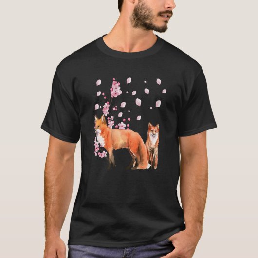 Awesome Foxes Lovers Shirt Japanese Cherry Flower (Voorkant)