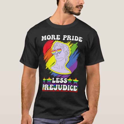 awesome lgbt pride love more pride less prejudice t-shirt (Voorkant)