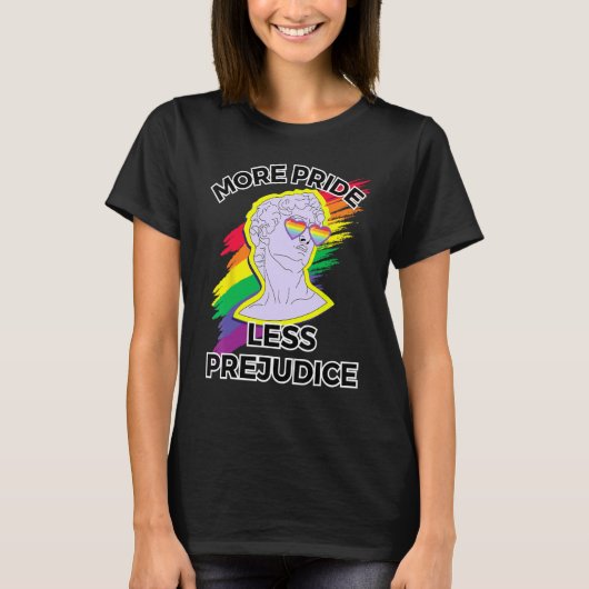 awesome lgbt pride love more pride less prejudice t-shirt (Voorkant)