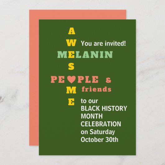 Awesome Melanin Black History Mois Invitation (Devant / Derrière)