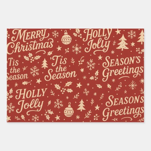 Awesome Merry Christmas phrase pattern Inpakpapier Vel (Voorkant)