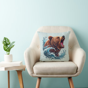 Awesome ours brun cabine amoureux coussin