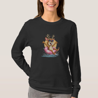 Awesome Reindeer in Vacation Pool Ring and Sunglas T-shirt