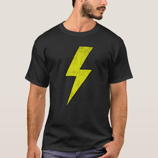 Awesome Retro Front & Back BLACK & YELLOW Lightnin T-shirt (Voorkant)