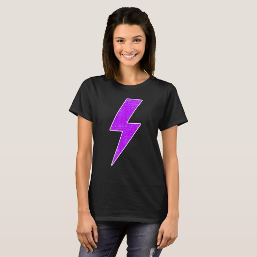 Awesome Retro Front & Back PURPLE & WHITE Lightnin T-shirt (Voorkant volledig)