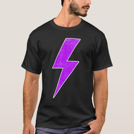 Awesome Retro Front & Back PURPLE & WHITE Lightnin T-shirt (Voorkant)