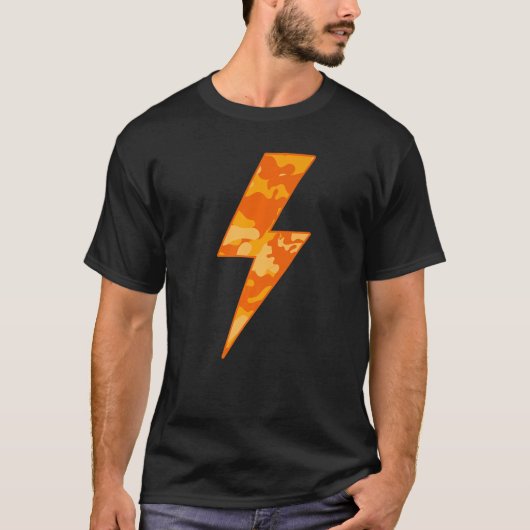 Awesome Retro ORANGE FALL CAMO Lightning Bolt   T-shirt (Voorkant)