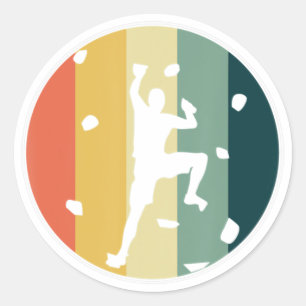Awesome Retro Wall Climber Rock Mountain Climbing Ronde Sticker