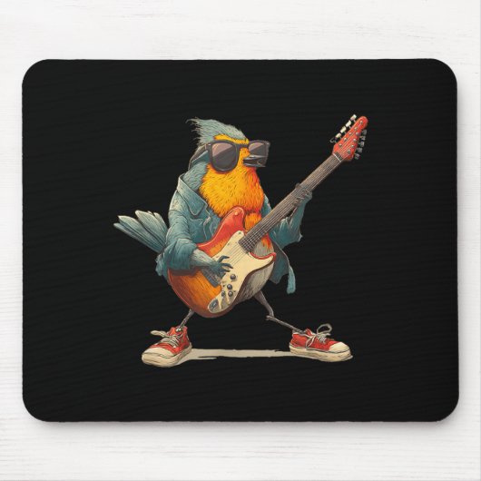 Awesome Robin Bird With Electric Guitar For Boys A Muismat (Voorkant)