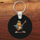 Awesome Robin Bird With Electric Guitar For Boys A Sleutelhanger (Voorkant)