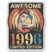 Awesome Since 1996 Retro 30th Women's Birthday Sticker (Voorkant)