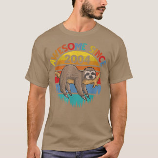 Awesome Since 2004 Sloth Birthday 18 Years Old Bir T-shirt