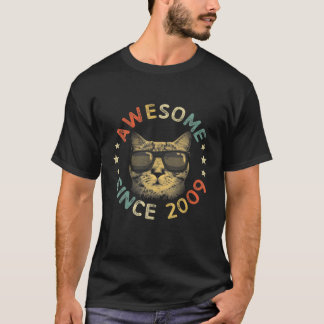 Awesome Since 2009 Birthday Gift Cat T-shirt