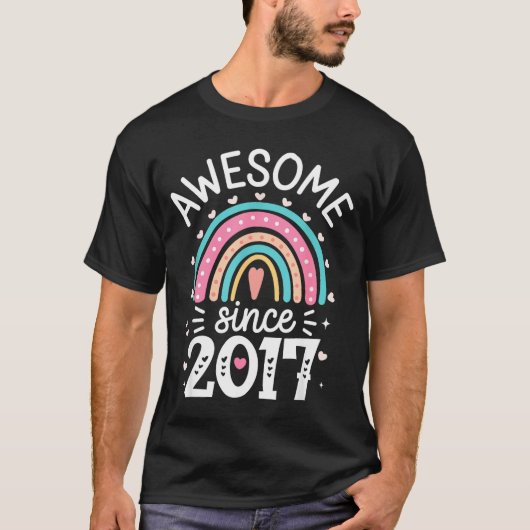 Awesome Since 2017 8th Birthday Rainbow Born In 20 T-shirt (Voorkant)