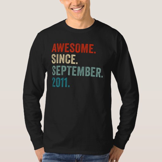 Awesome Since September 2011 11th Birthday 11 Year T-shirt (Voorkant)