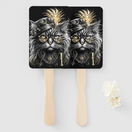 Awesome Steampunk Cat  Handwaaier (Voorkant en achterkant)