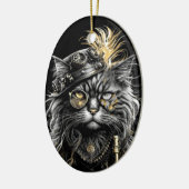 Awesome Steampunk Cat  Keramisch Ornament (Links)