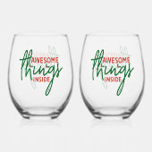 Awesome Things Inside Wijnglas Zonder Voet (Achterkant)