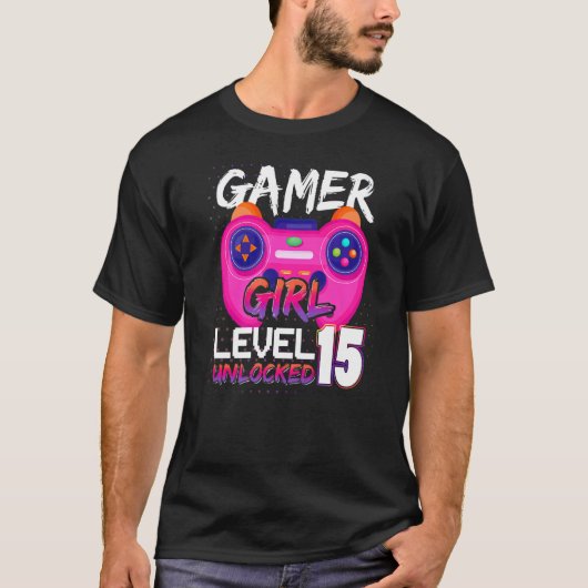 Awesome Video Games Controller Level 15 Unlocked G T-shirt (Voorkant)