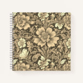 Awesome Vintage Sepia Floral Pattern  Notitieboek (Voorkant)