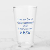 Awesomeness en BIER Grappig glas (Voorkant)