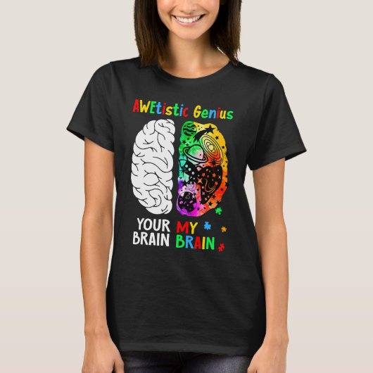 Awetistic Genius Brain Autism Awareness Month Puzz T-shirt (Voorkant)