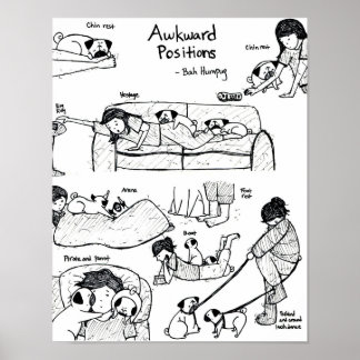 Awkward-posities met pugs poster