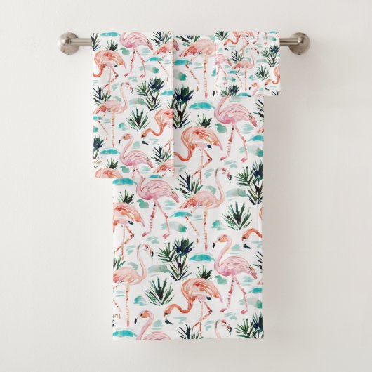 AWKWARRRD Waterverf Roze flamingos Bad Handdoek (Insitu)