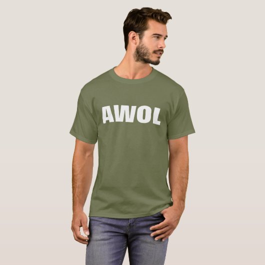 "AWOL": MODERNE GRAFISCHE TEKSTONTWERP T-SHIRT (Voorkant volledig)