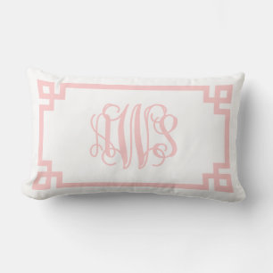 AWS Light Pink Greek Key Script Monogram Kussen