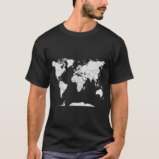 AWS-microservices — recentste AWS-regio's op kaart T-shirt (Voorkant)