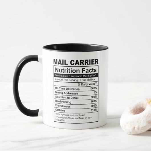 Awsome Mail Carrier Funny Nutrition Facts Mok (Met donut)