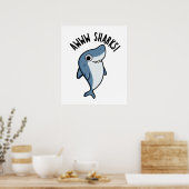 Awww Sharks Cute Animal Pun Poster (Keuken)