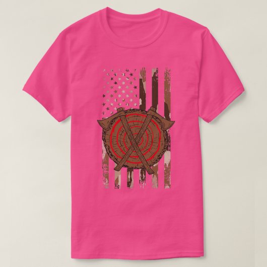Ax Hatchet American Flag Camouflage Tree T-shirt (Design voorkant)