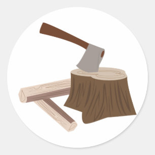 Ax in Stump Ronde Sticker